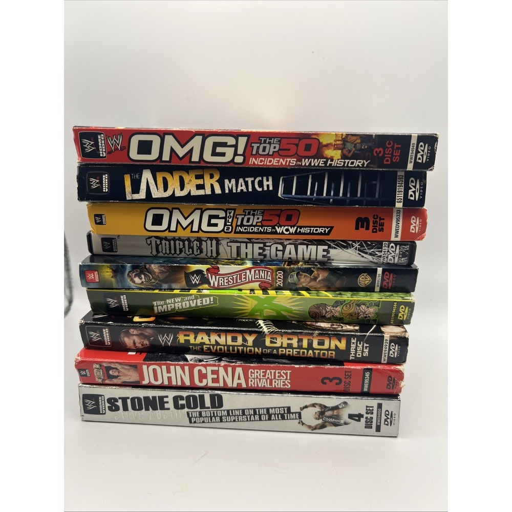 Lot Of 9 WWE DVDS Wrestemania Stone Cold Ladder Match John Cena More